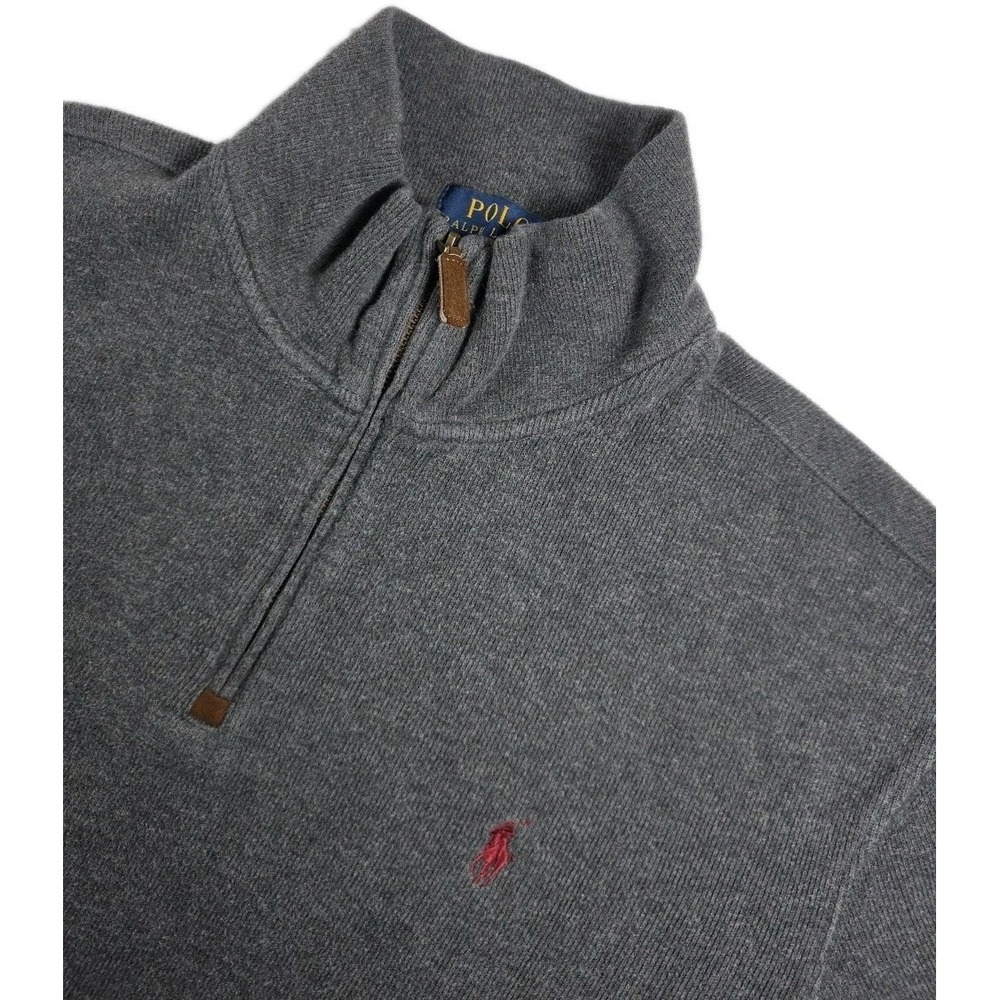 Polo Ralph Lauren Mens Gray 1/4 Zip Pullover Knit Sweater Size XL